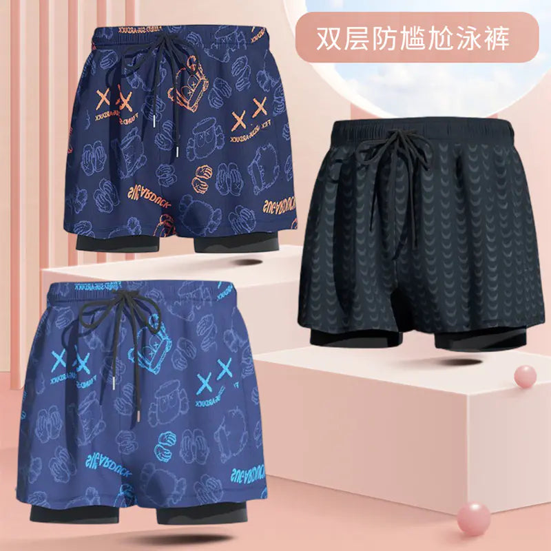 Men's Plus Size Stylish Swim Shorts with Drawstring